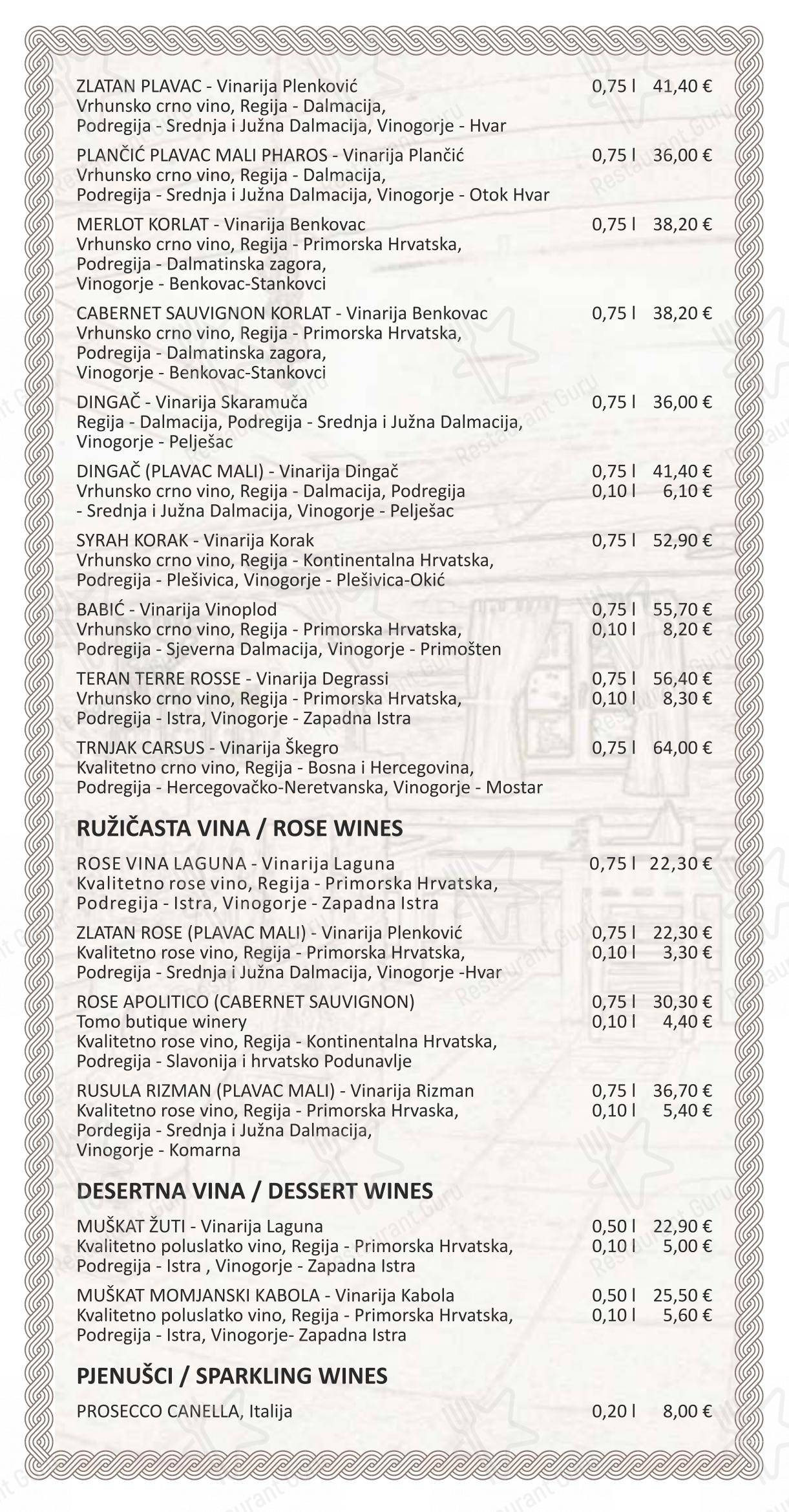 菜单 pour Lička kuća Restaurant - Plitvice Lakes restaurant