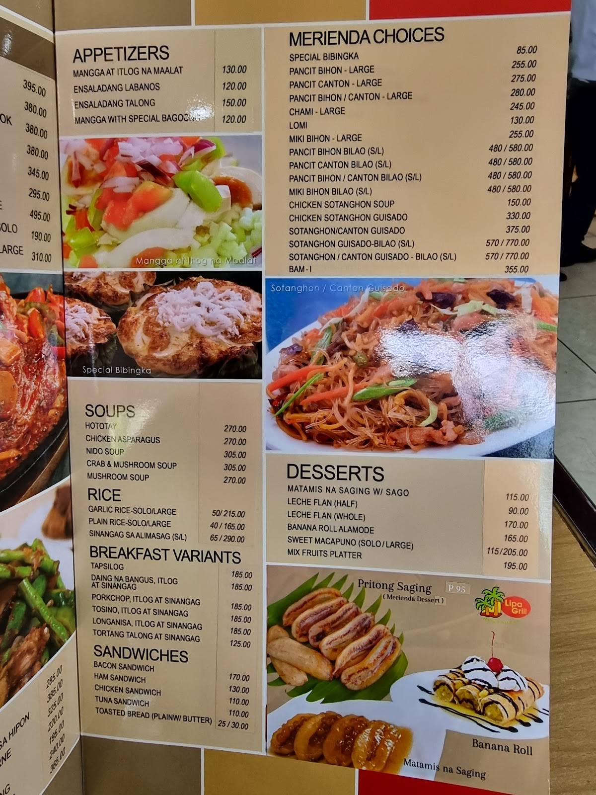 Menu at Lipa Grill restaurant, Lipa