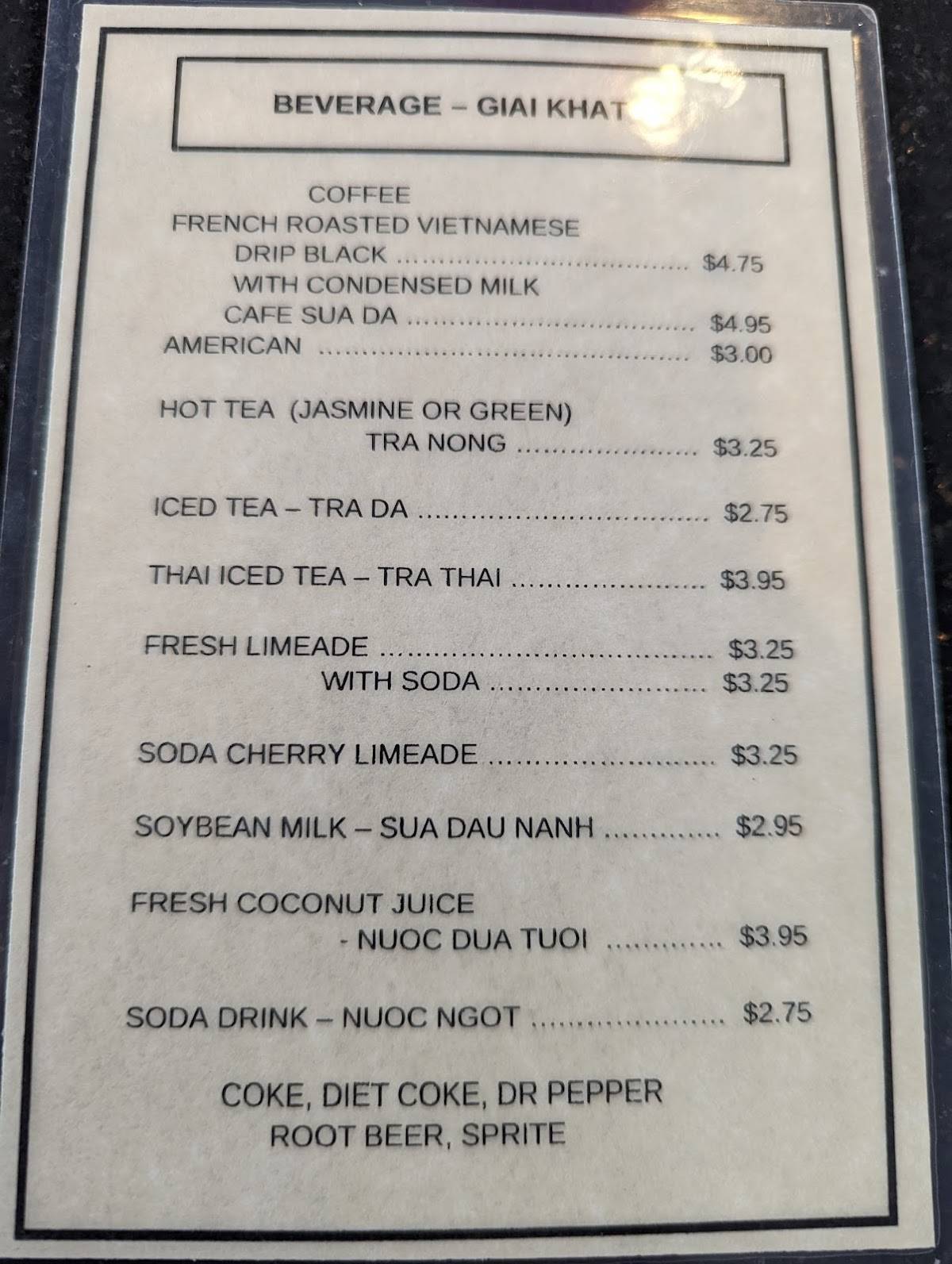 Menu at Little Saigon Restaurant, Wichita