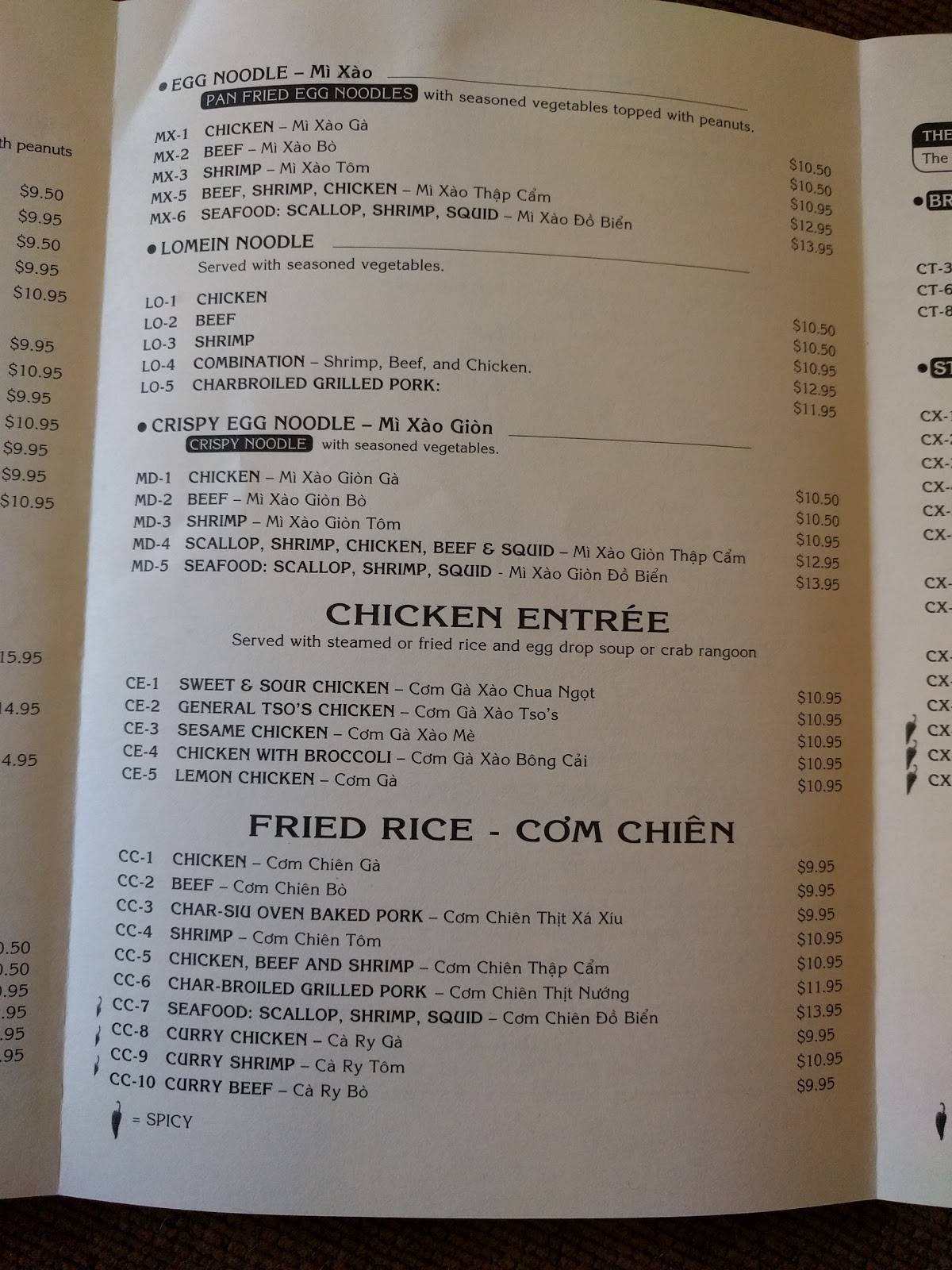 Menu at Little Saigon Restaurant, Wichita