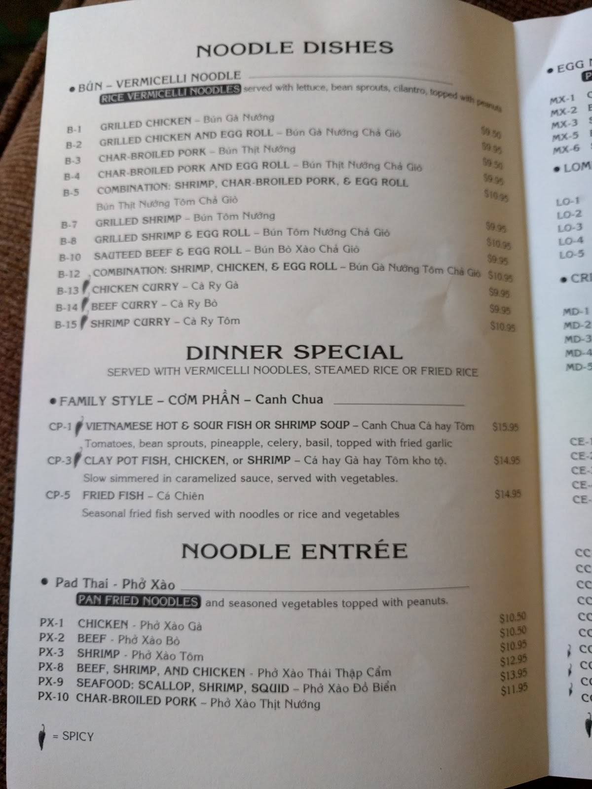 Menu at Little Saigon Restaurant, Wichita