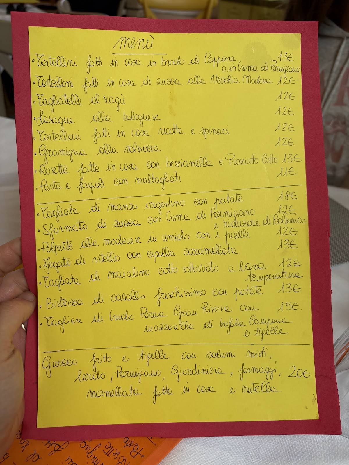Menu di Lo Stalliere 