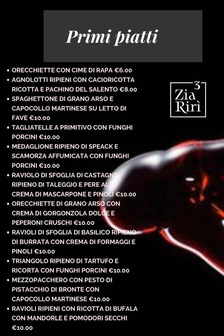 Menu di La Locanda Zia Rirì 