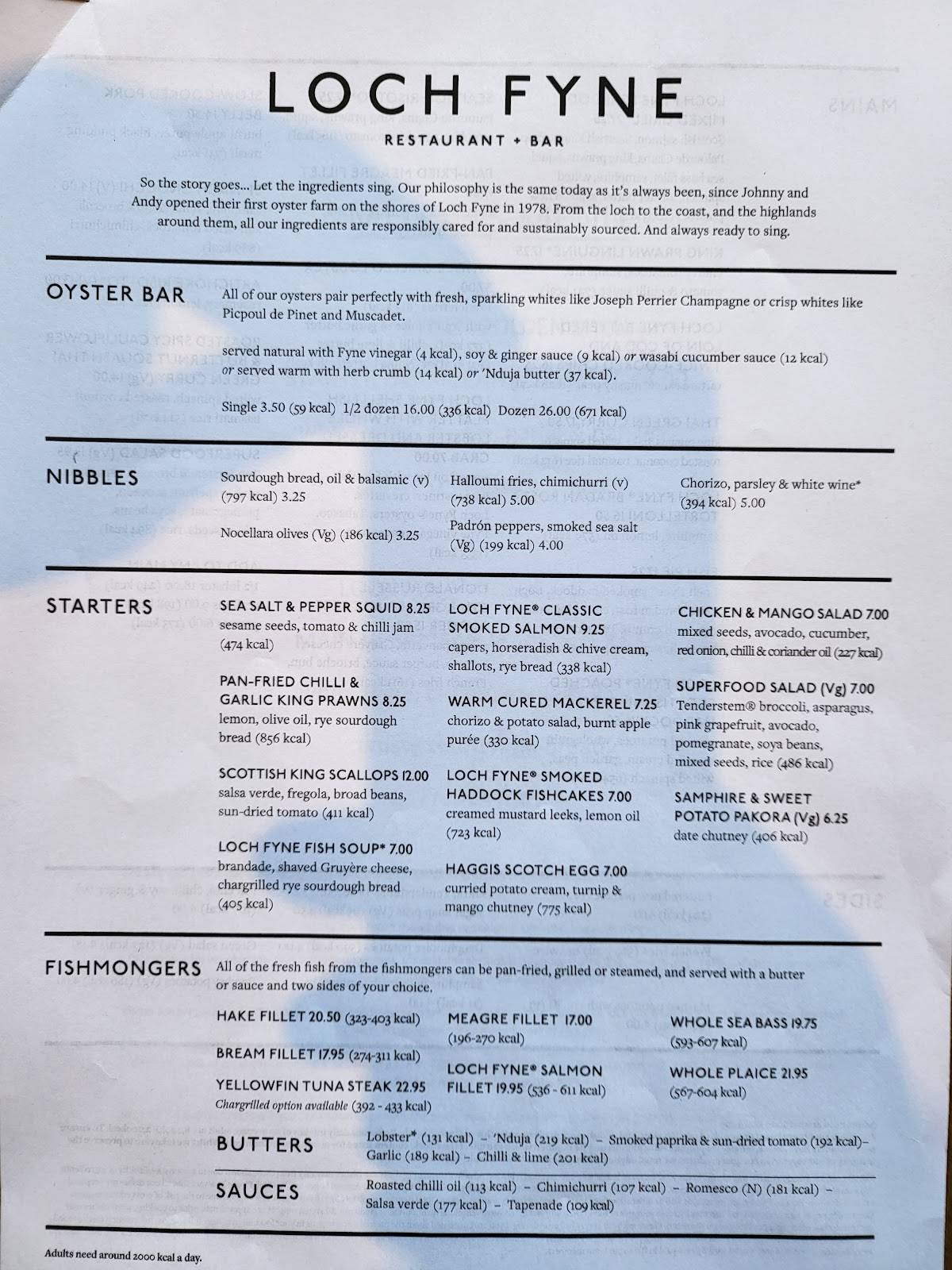 Menu at Loch Fyne Restaurant and Bar, Woburn