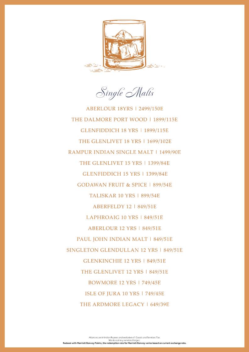 Lounge 18 menu