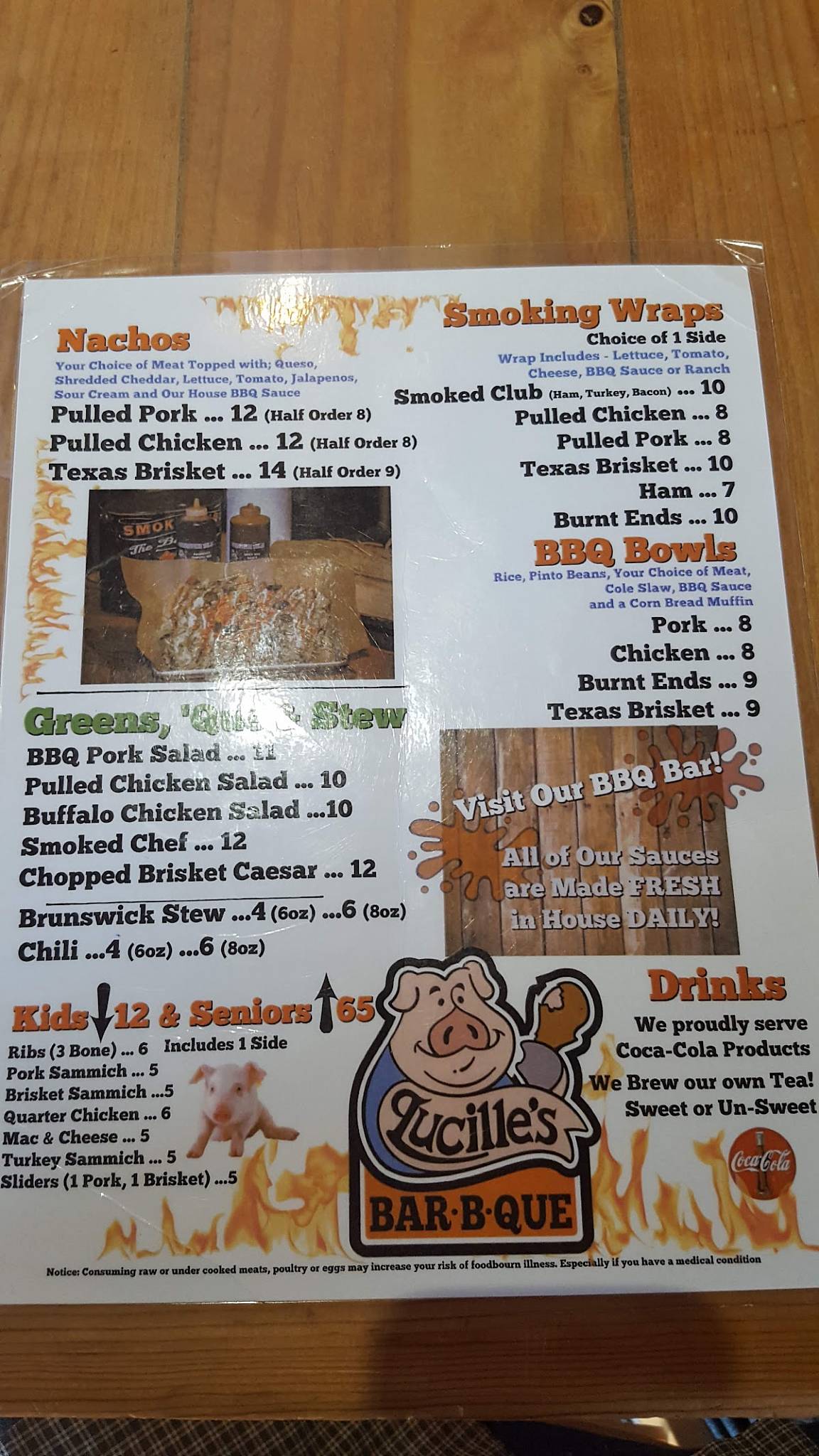 Menu at Lucille's BBQ, Fort Wayne