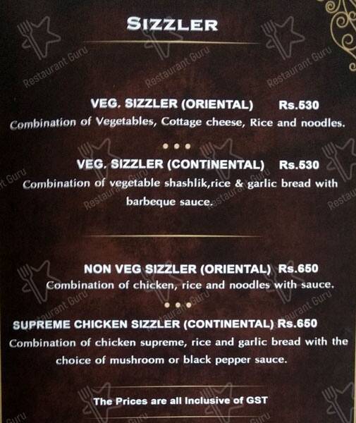Imperial Grill menu