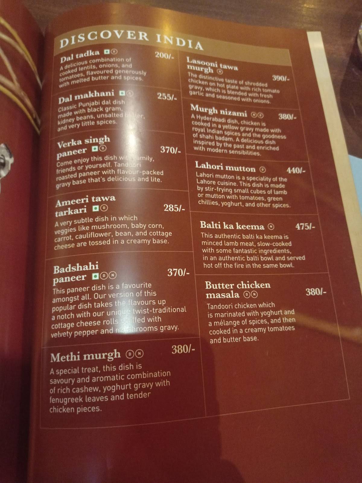 M Grill - Paragon Group menu
