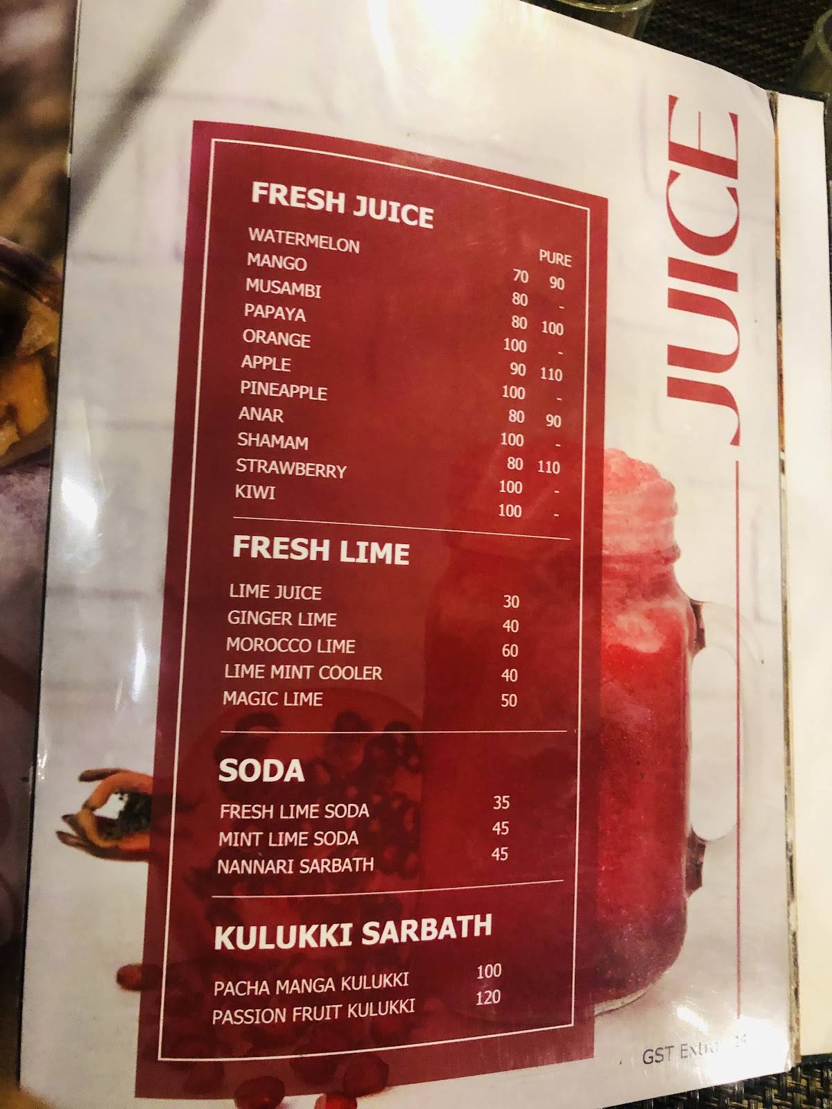 M R A Restaurant and Bakery menu