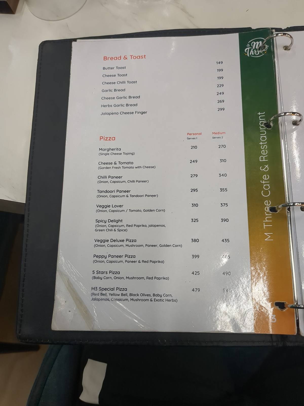 M3 Cafe & Restaurant menu