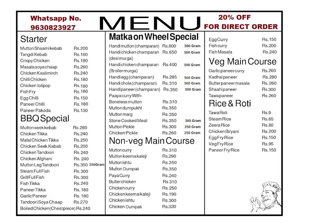 MATKA ON WHEELS menu