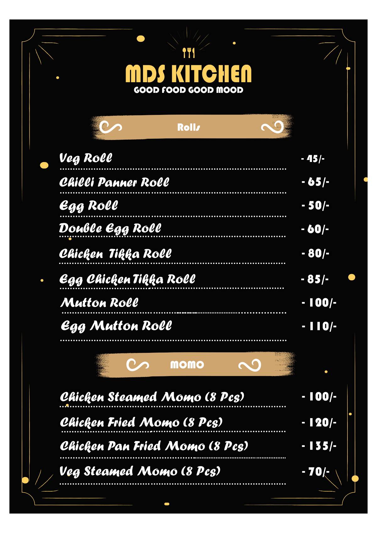 MDS KITCHEN menu