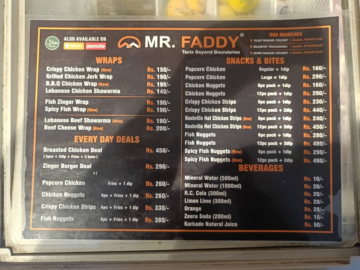 MR.FADDY menu