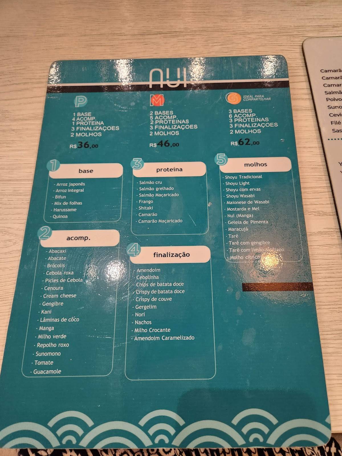 Nui Poke Maceió cardápio