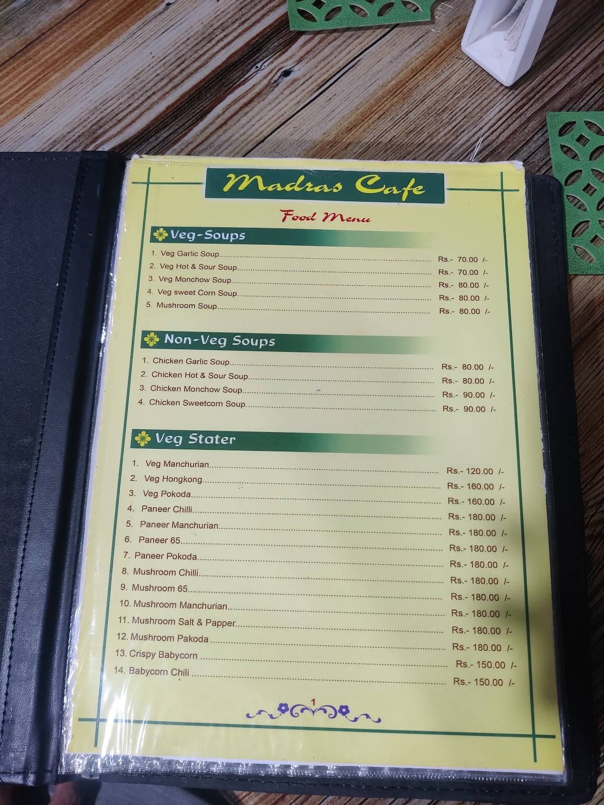 Madras Cafe menu