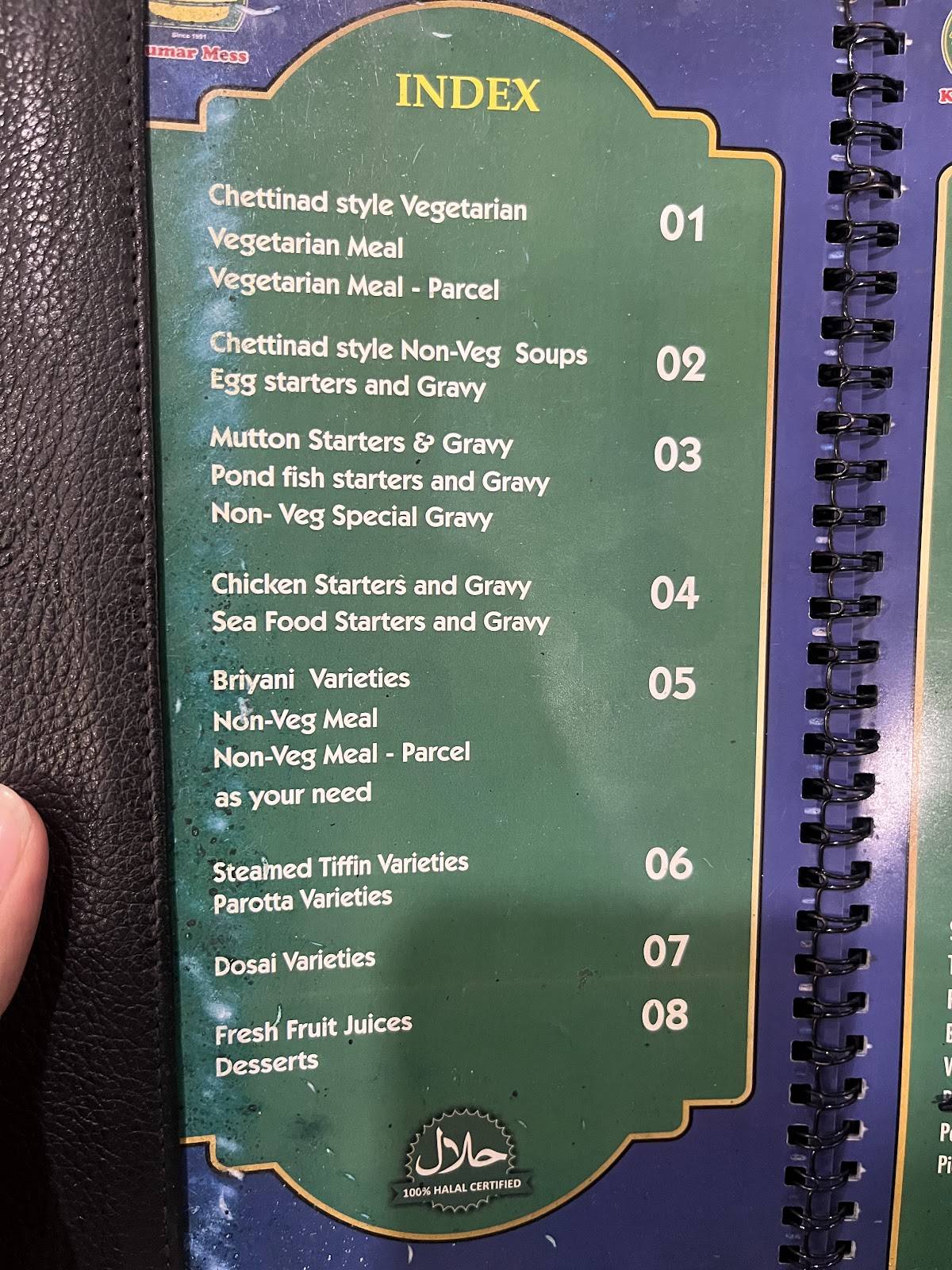 Madurai Kumar Mess menu