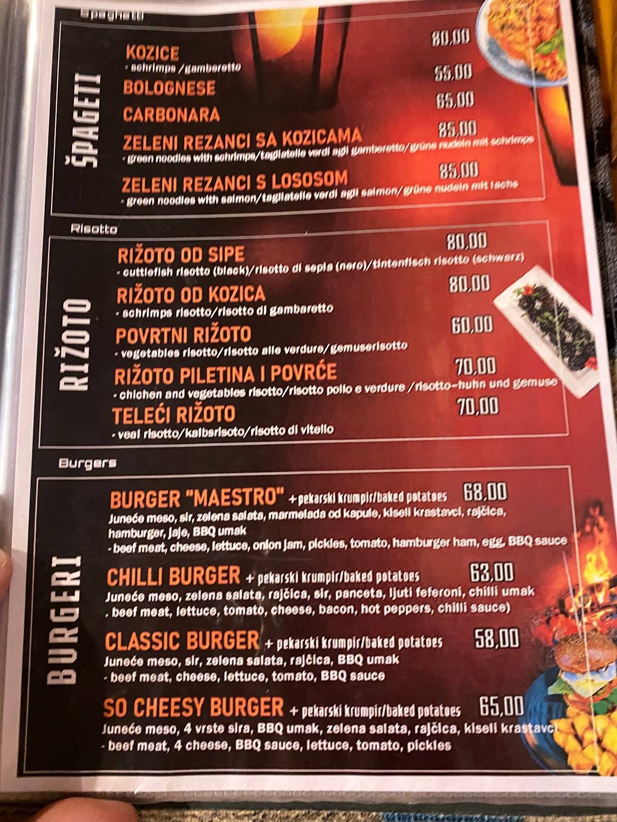 Menu di Pizzeria Maestro 