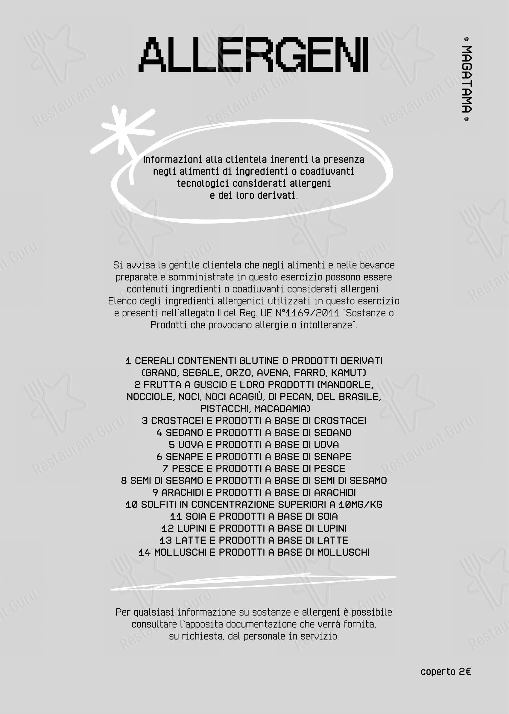 Menu bar per Magatama in Acireale