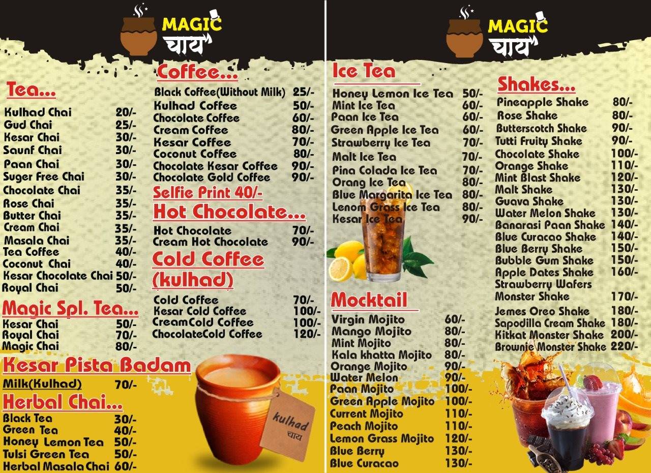 Magic Chai menu
