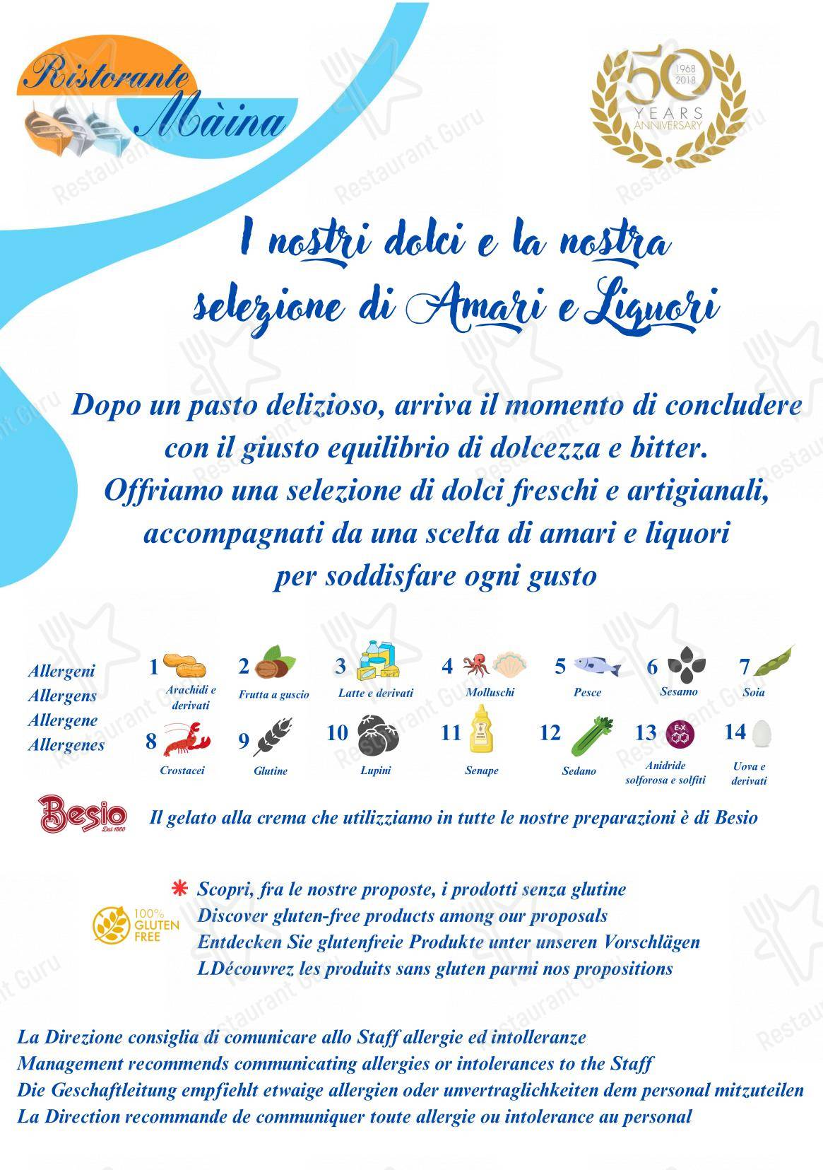 Menu bar per Bagni Olimpia - Ristorante Maina ristorante