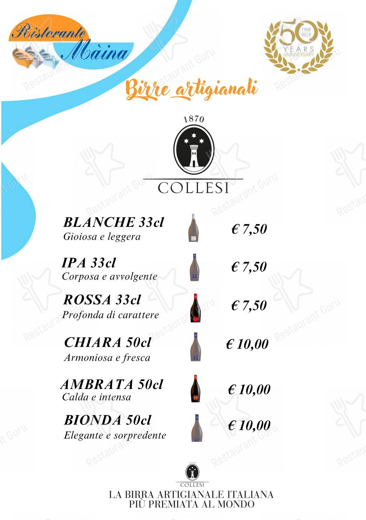 Основное меню per Bagni Olimpia - Ristorante Maina in Savona