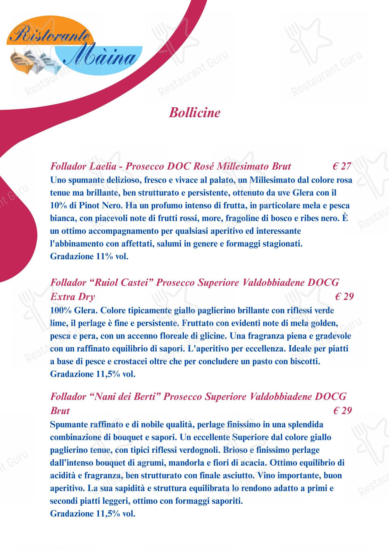 菜单 per Bagni Olimpia - Ristorante Maina in Savona