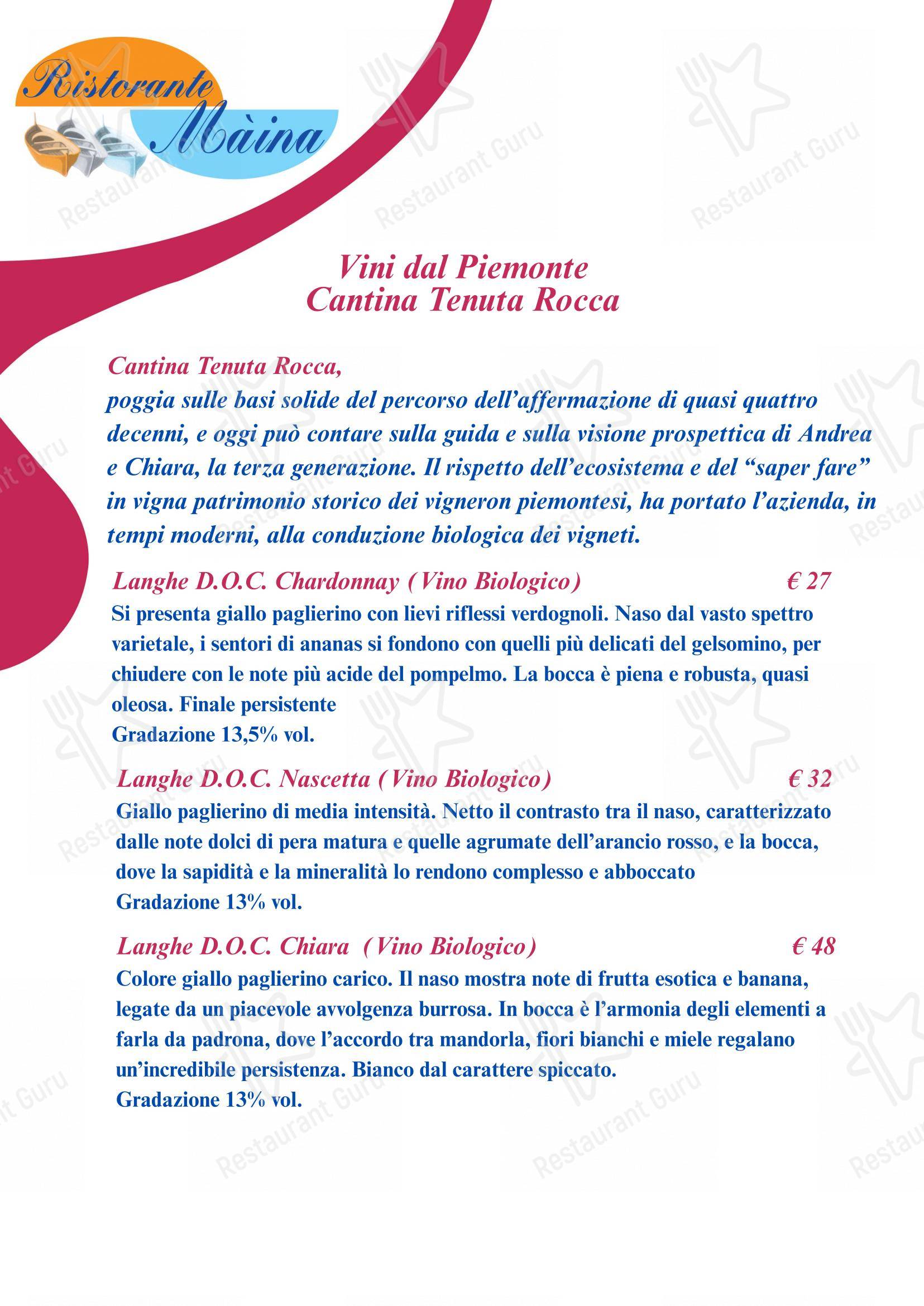菜单 per Bagni Olimpia - Ristorante Maina in Savona