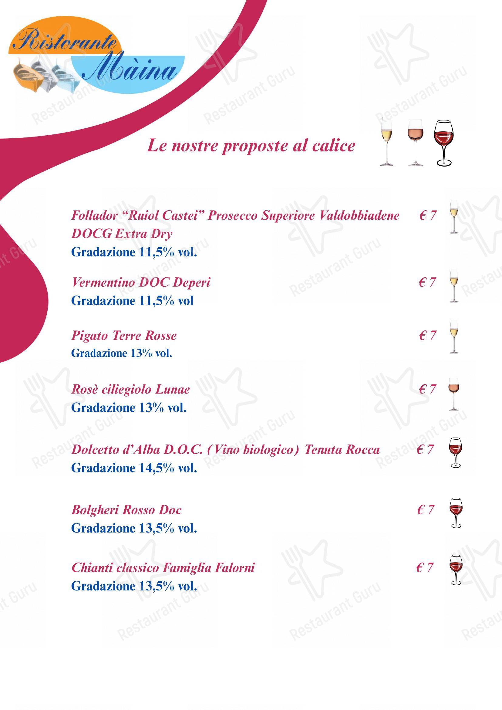 Menu di Bagni Olimpia - Ristorante Maina - 菜单