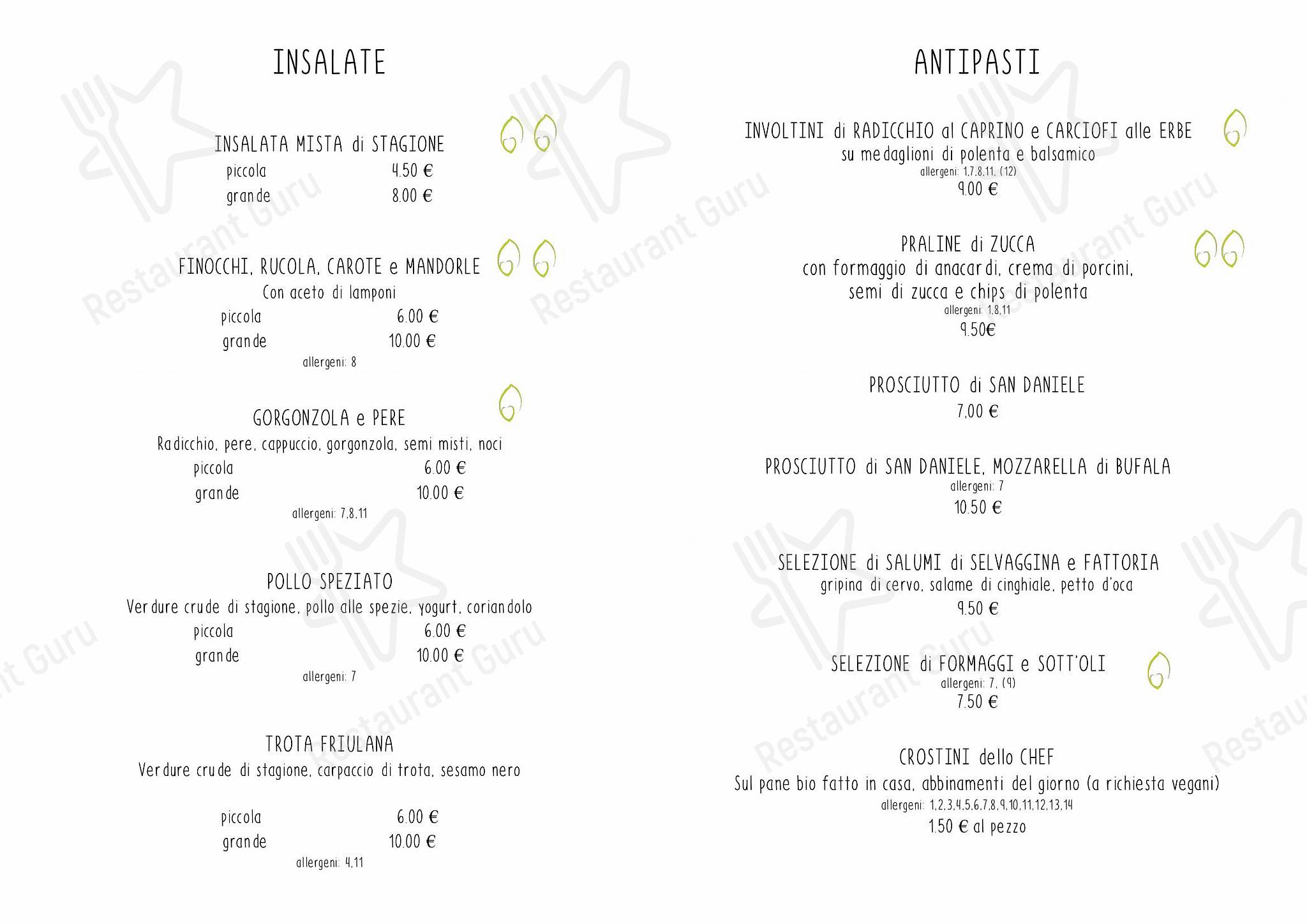 Menu di Integraldo - Vegan Menu