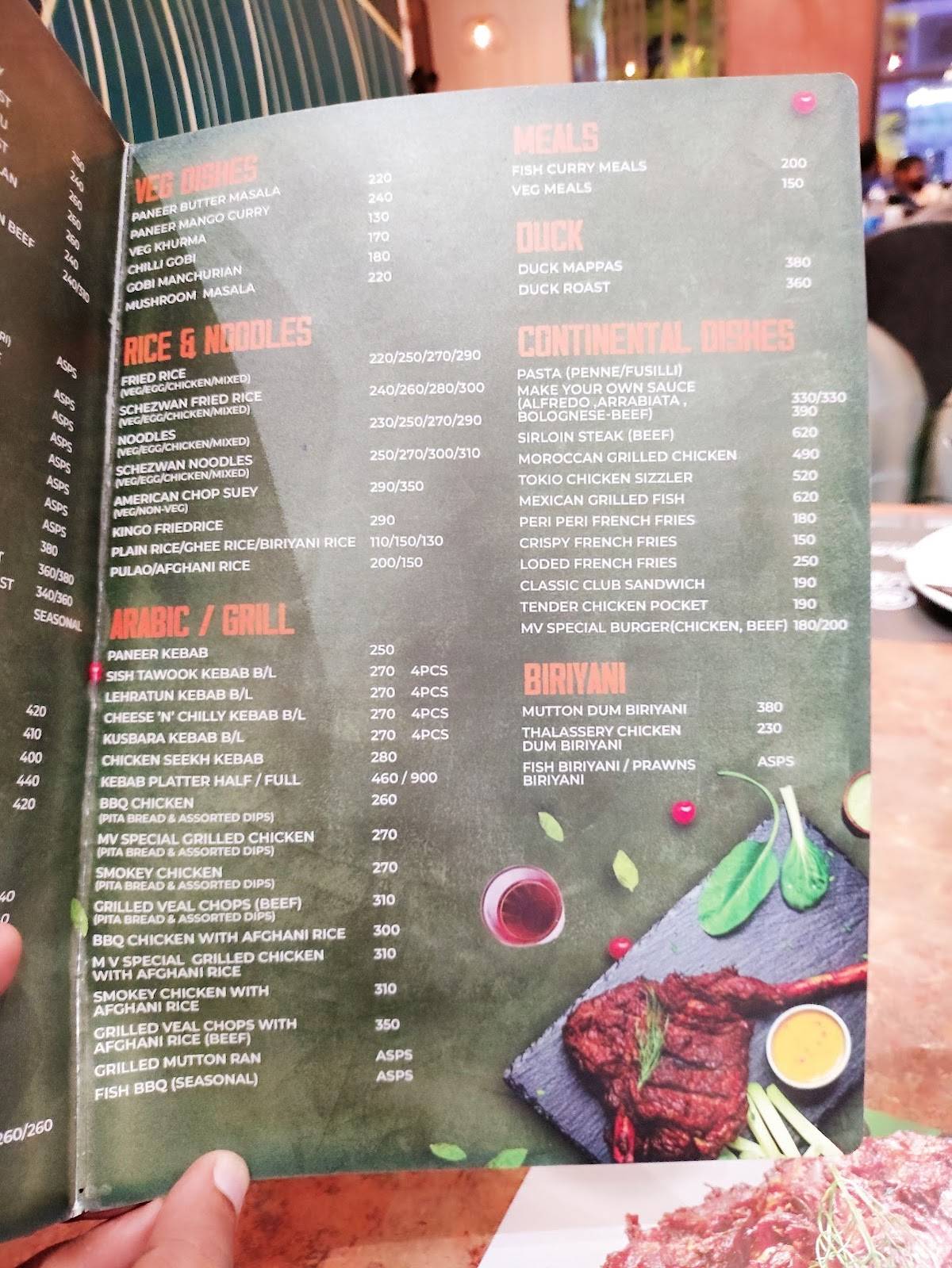 Malabar Village Restaurant menu