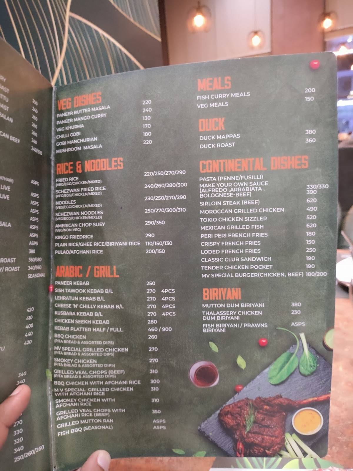 Malabar Village Restaurant menu
