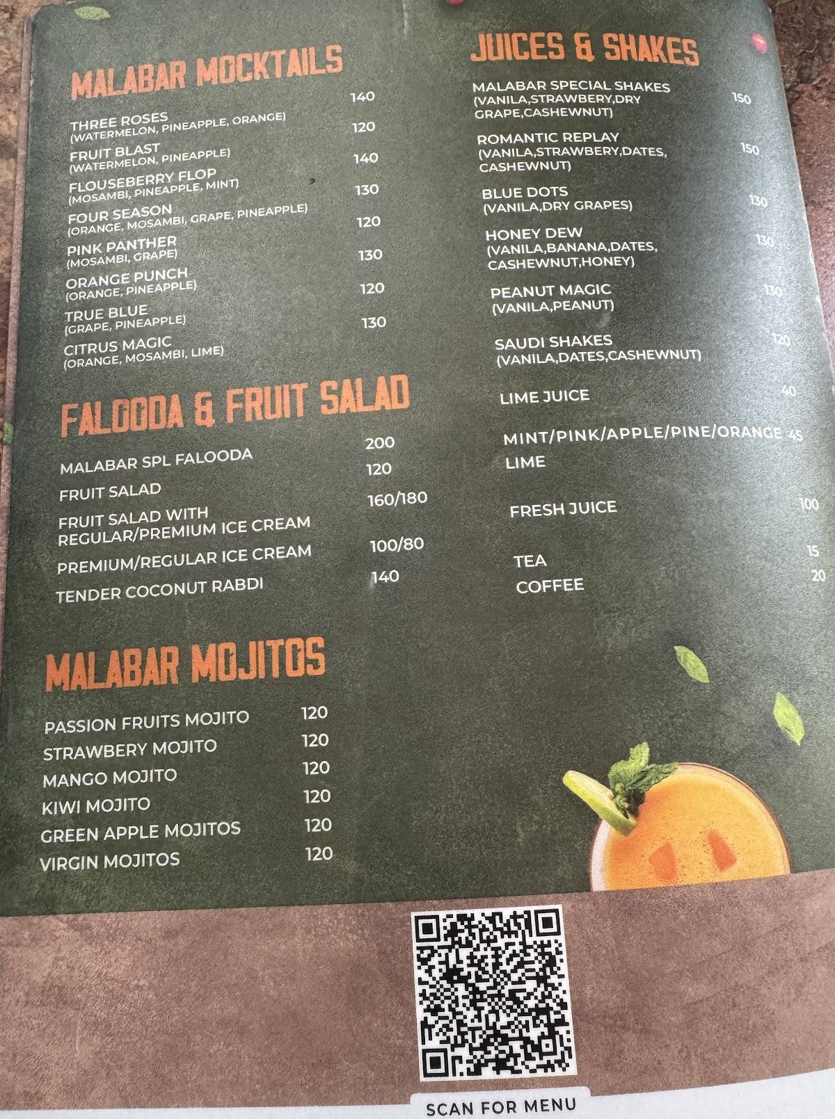 Malabar Village Restaurant menu