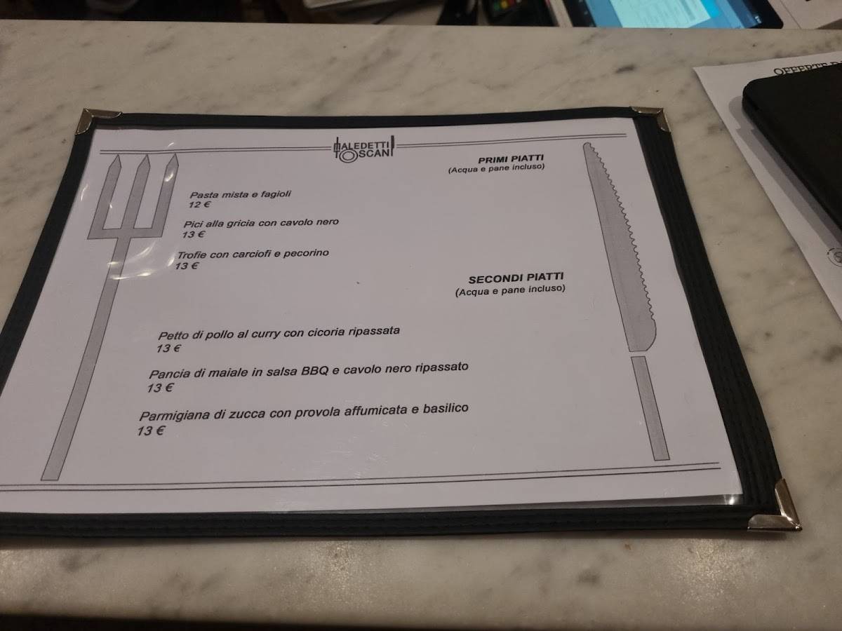 Menu di Maledetti Toscani Trattoria con Specialità Toscane 