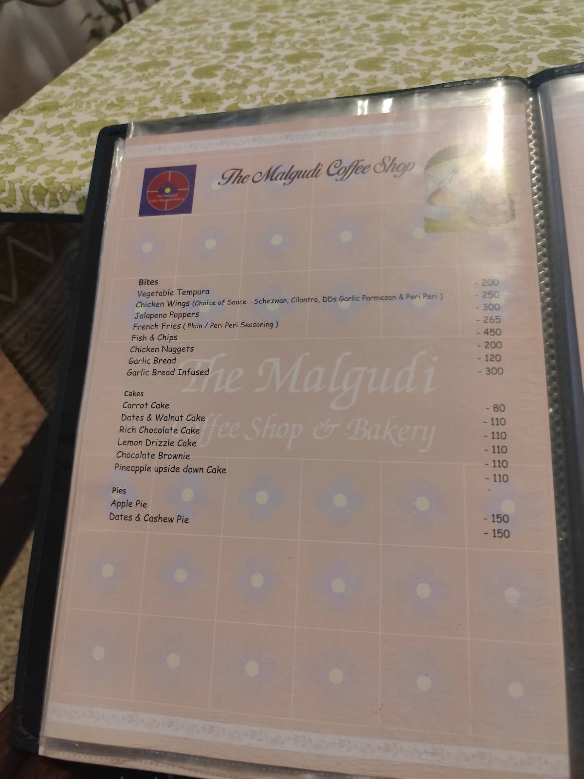 Malgudi Coffee Shop & Bakery menu