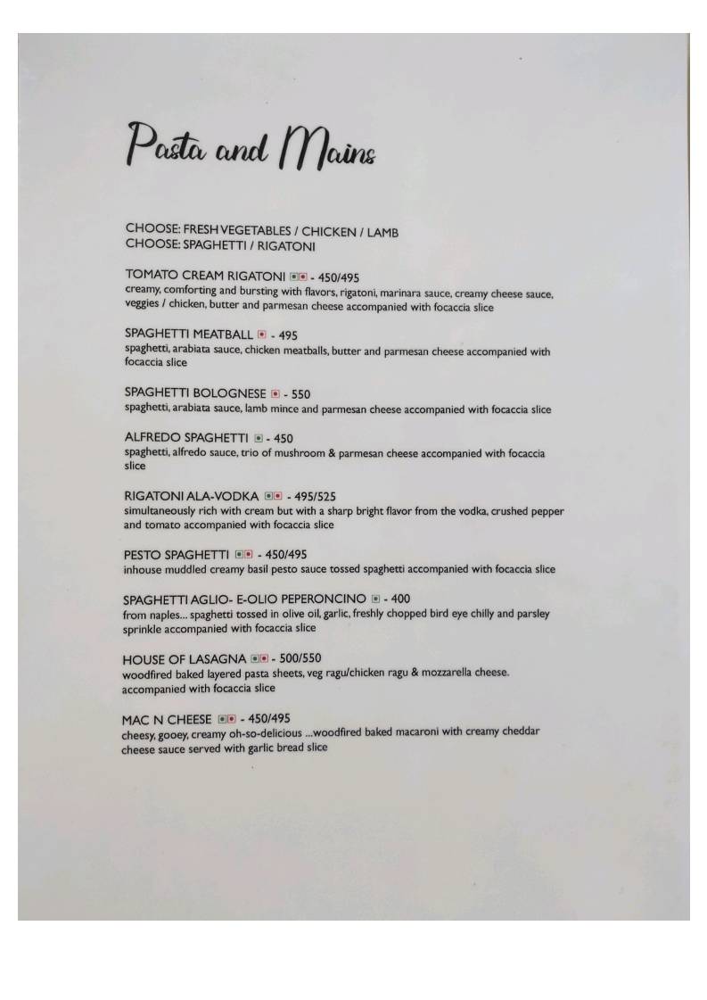 Mambo’s Bistro menu