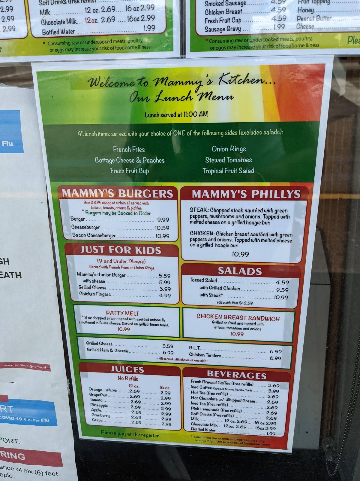 Menu At Mammy S Kitchen Restaurant Myrtle Beach N Kings Hwy   Menu Mammys Kitchen Myrtle Beach 1 