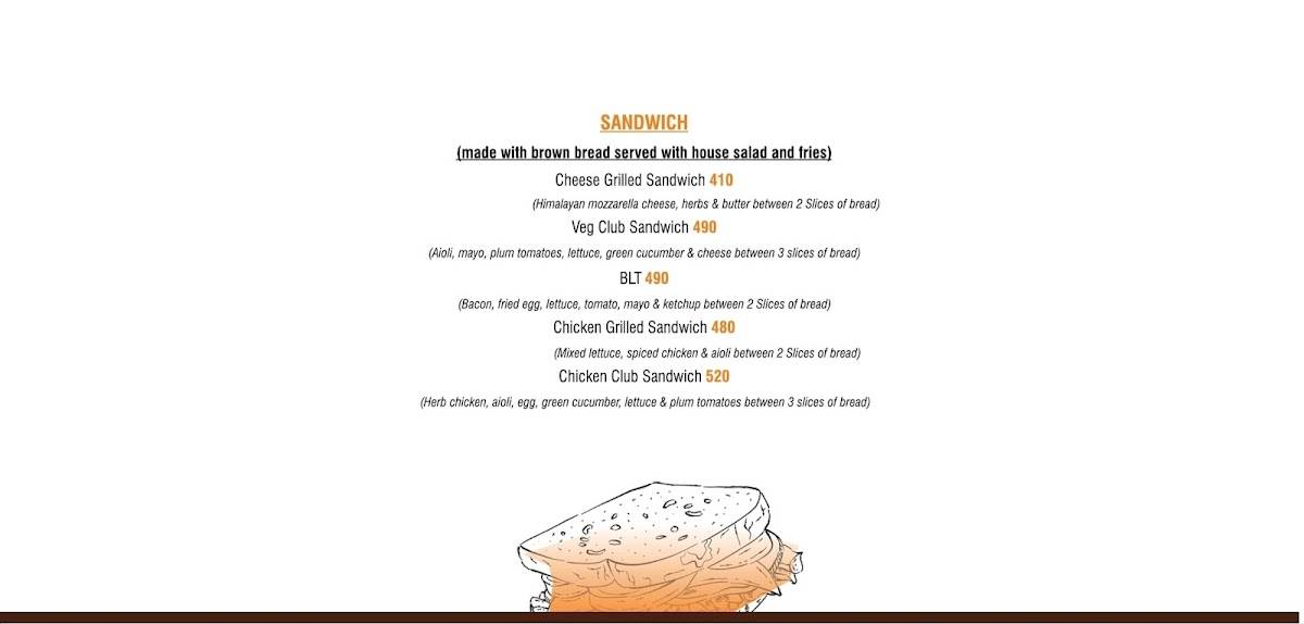 RIDE INN CAFE, BAR & Resort menu