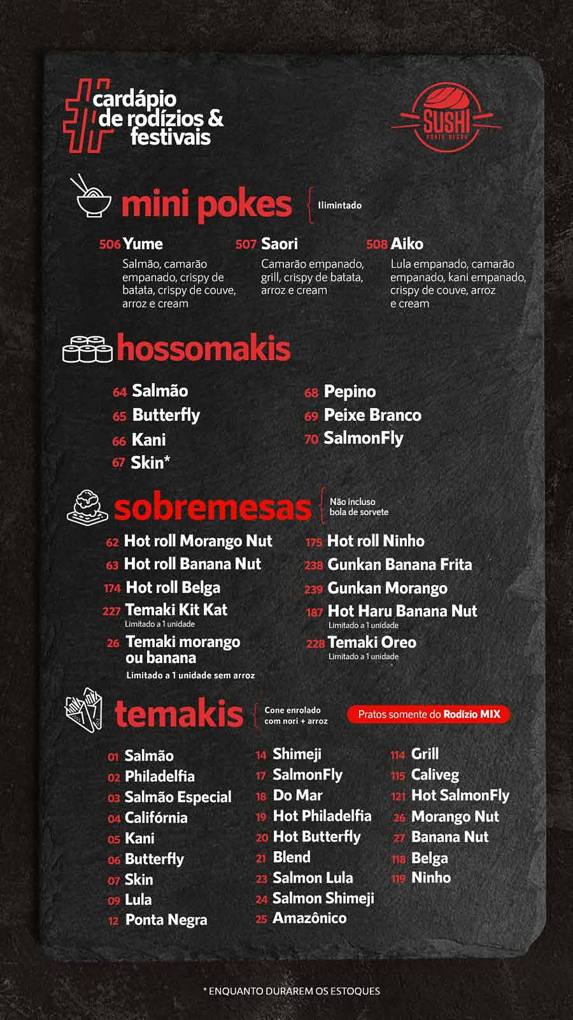 Restaurante Sushi Ponta Negra - Distrito cardápio