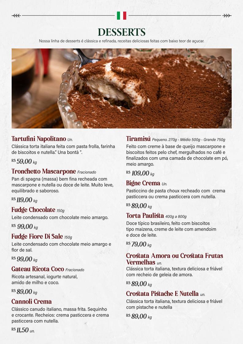 Mand'oro Massas - Cucina Artigianale Italiana em Americana cardápio