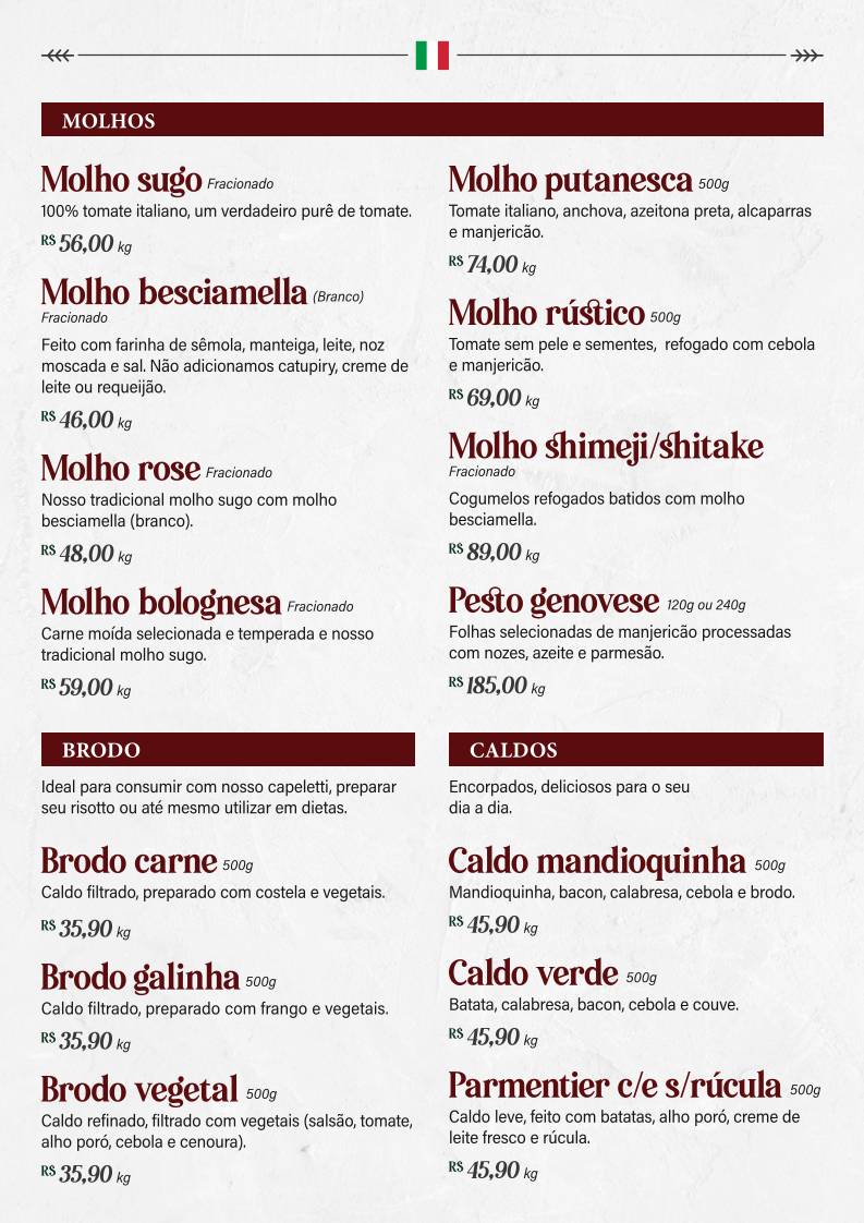Mand'oro Massas - Cucina Artigianale Italiana em Americana cardápio