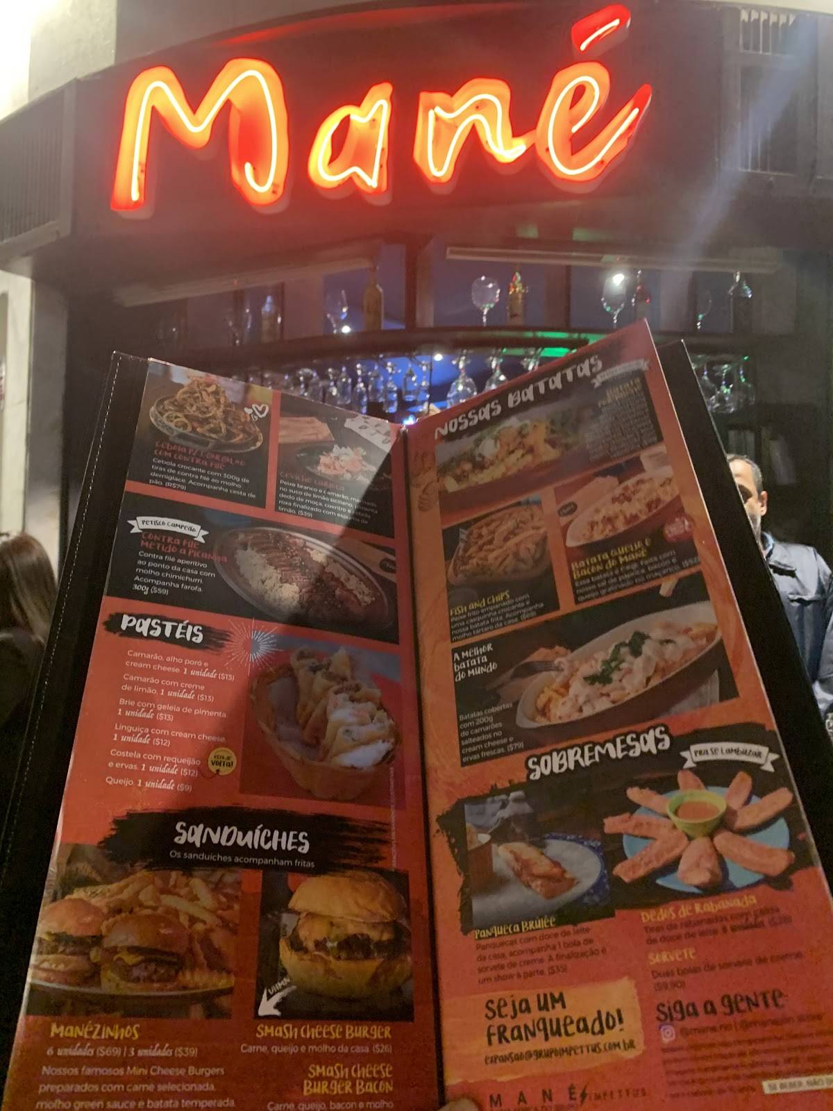 Mané Centro cardápio