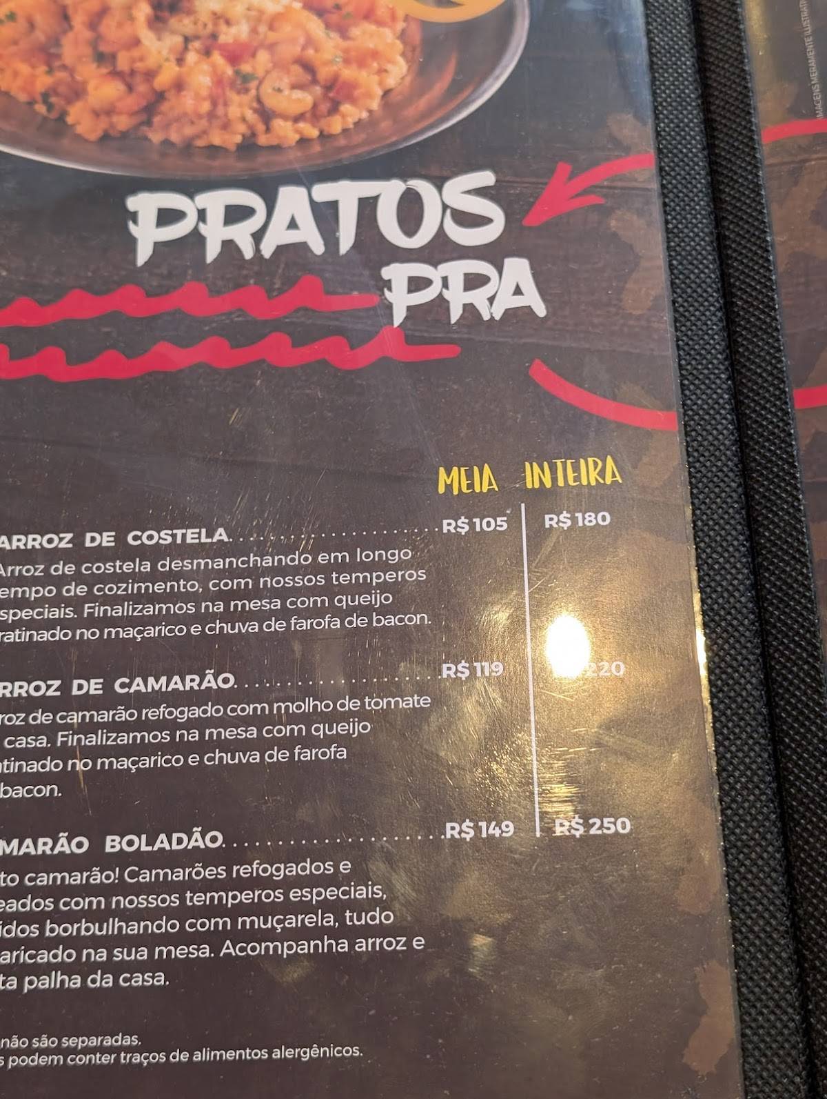 Mané Copacabana cardápio