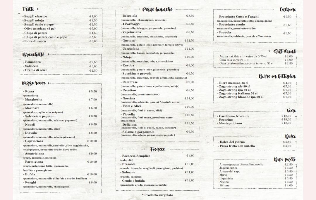 Menu di Mani in Pasta 