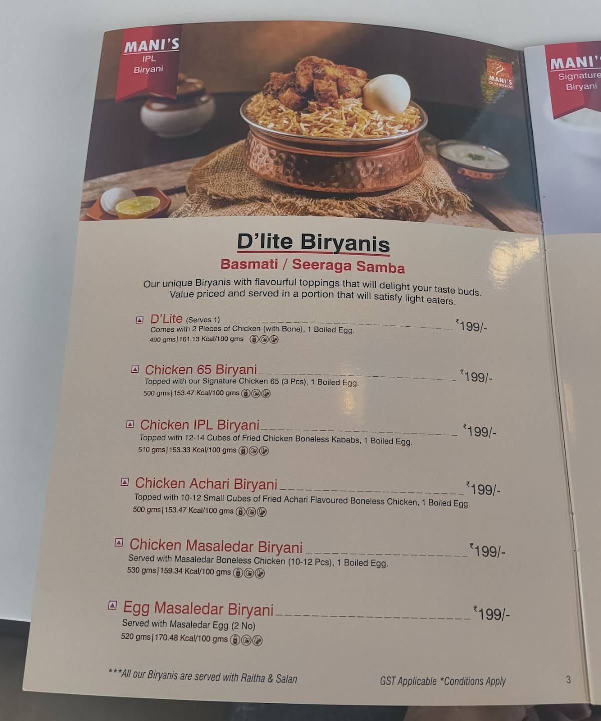 Mani's Dum Biryani - Whitefield menu