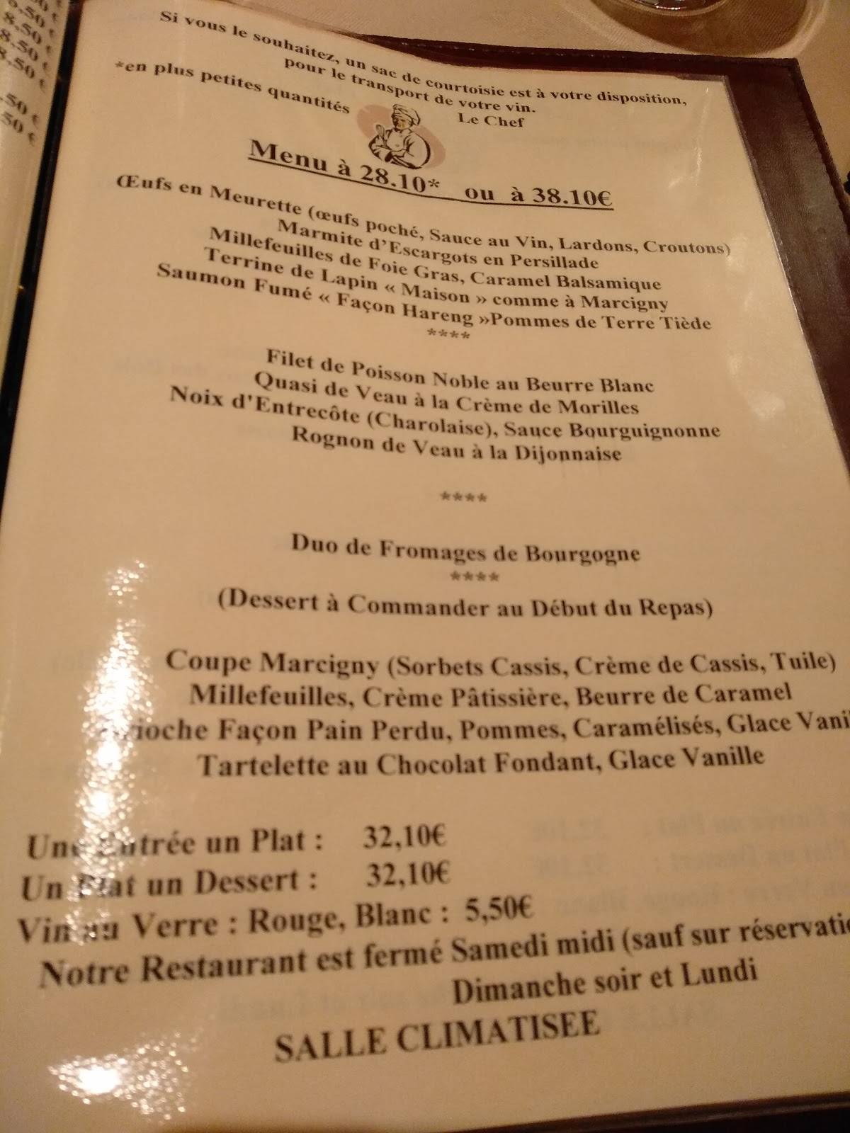 Menu de Le Marcigny