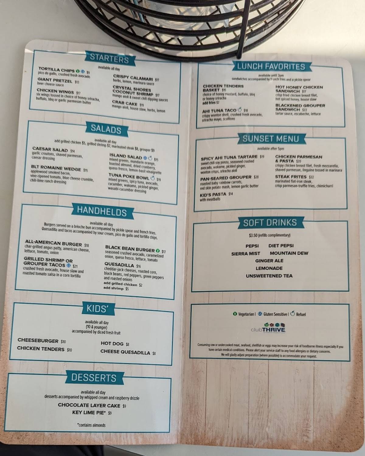 Menu at Stilts Bar & Grill, Marco Island