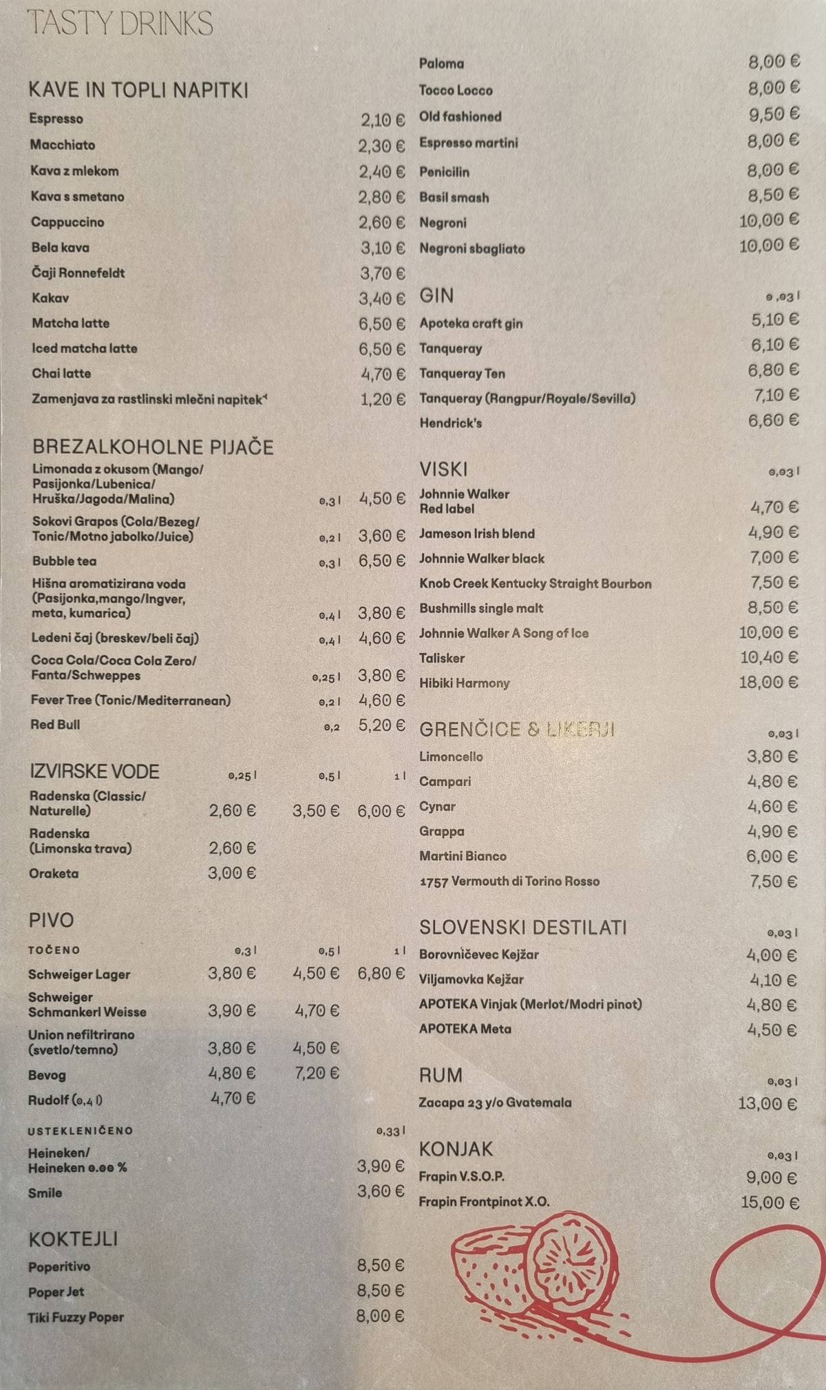 Menu di Poper 