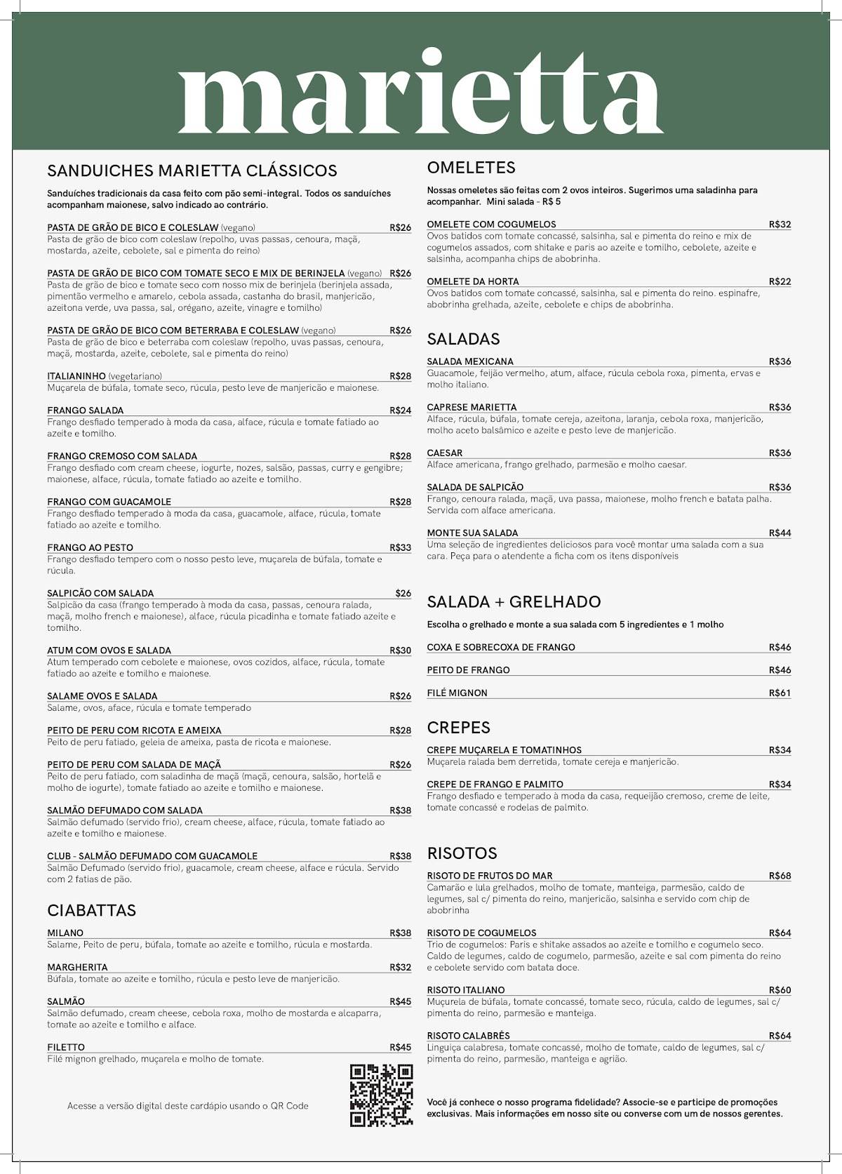 Marietta & Marvin - Terraço Shopping cardápio