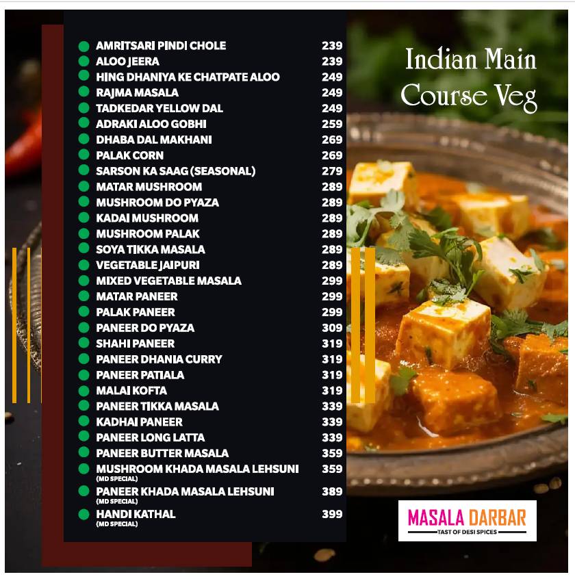 Masala Darbar menu