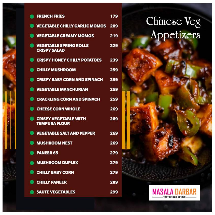 Masala Darbar menu